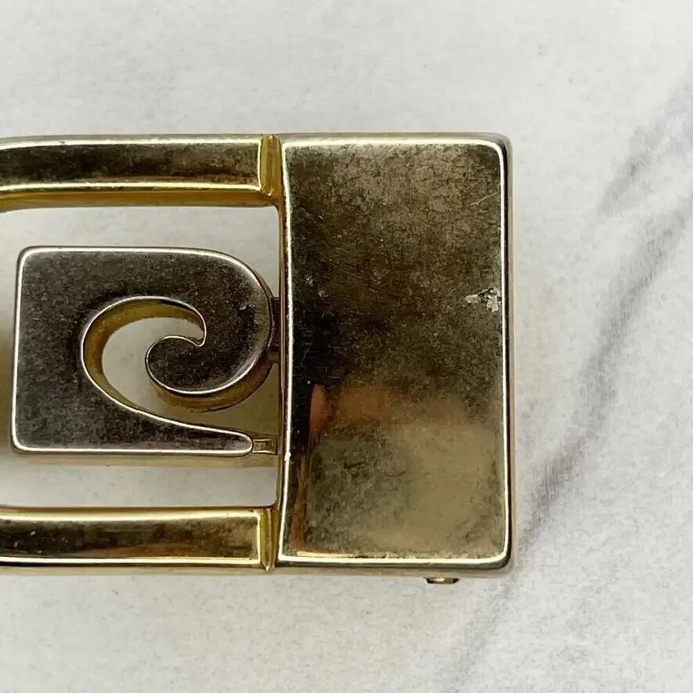 Silver and Gold Tone Clamp Style Simple Basic Belt Buckle